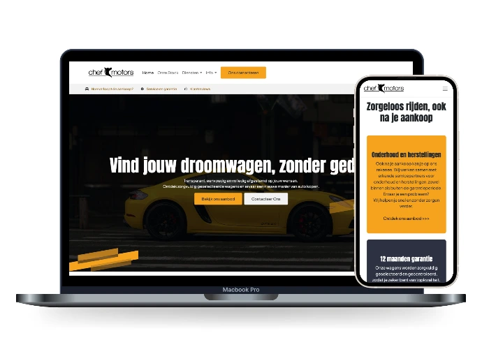 Website van Chef Motors, gebouwd door Dooscale