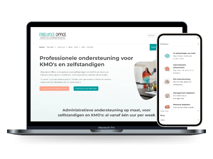 Website van Freelance Office, gebouwd door Dooscale