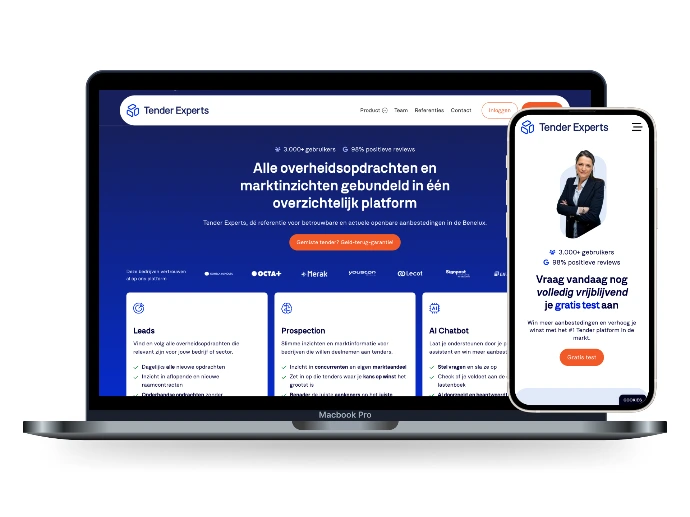 Website van Tender Experts, gebouwd door Dooscale